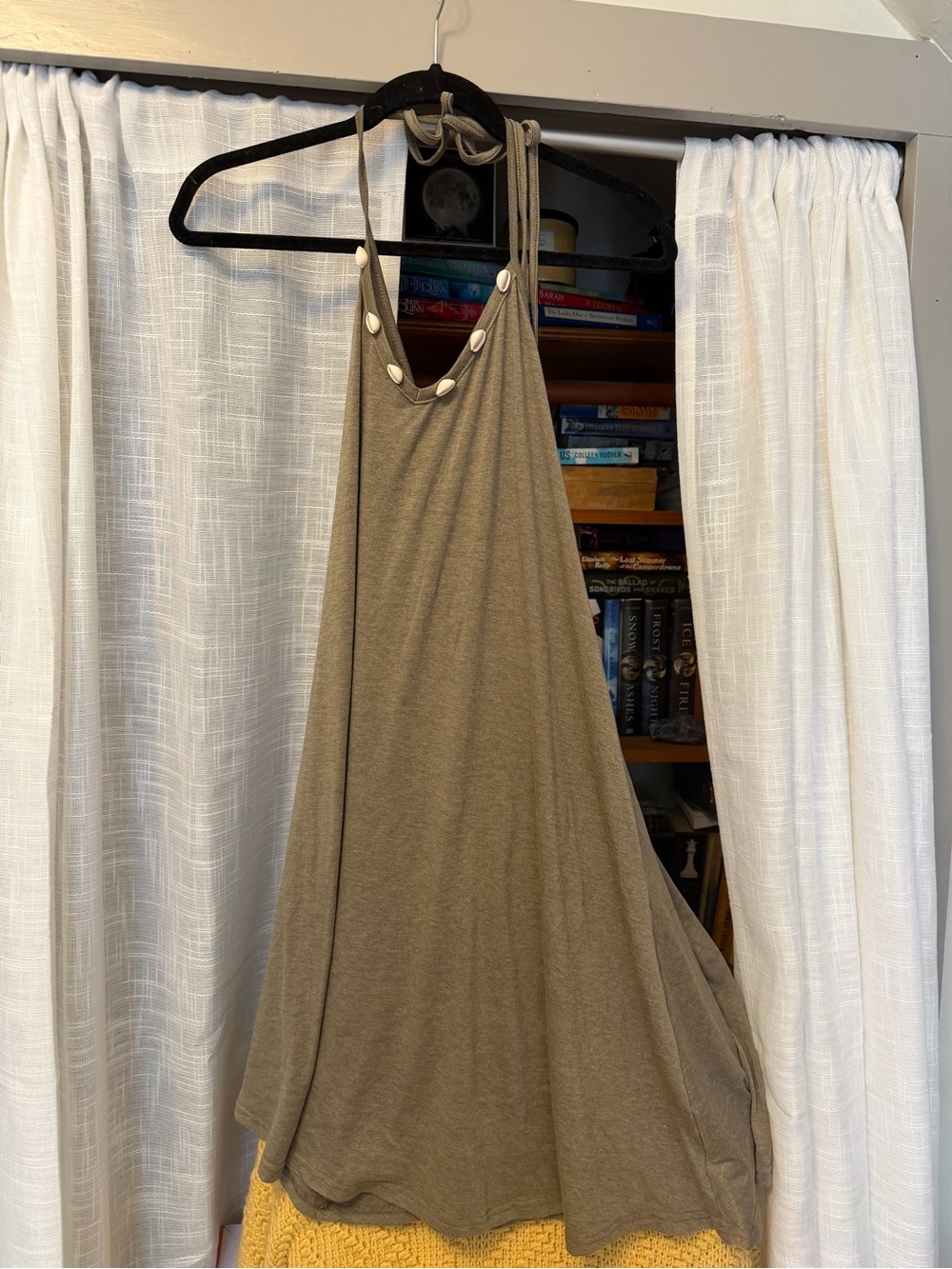 Shell-Accent Halter Maxi Dress/beach coverup